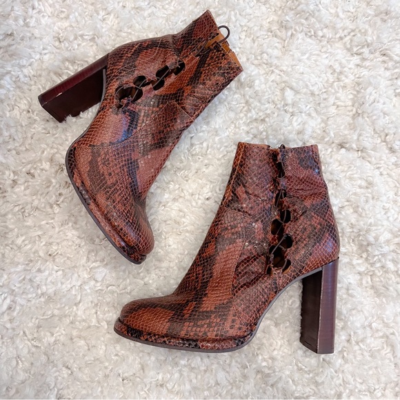 Free People Snakeskin Marietta Heeled Booties - Picture 10 of 10